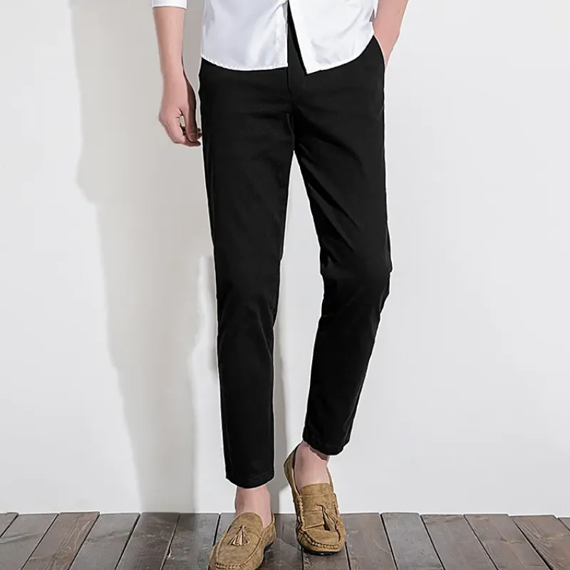 Mens Chino Pants  Slim Fit  100% Cotton  Tailored Look  Full Length