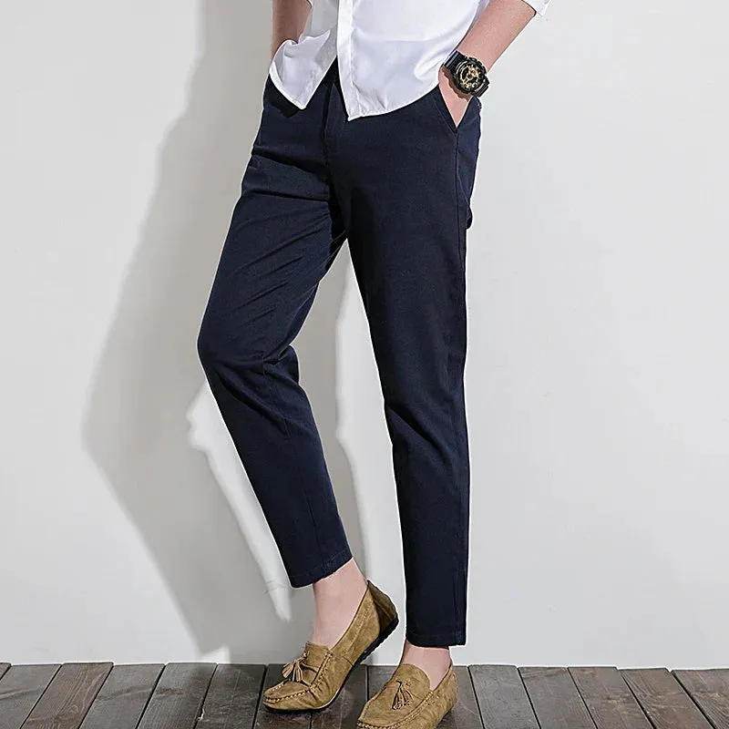 Mens Chino Pants  Slim Fit  100% Cotton  Tailored Look  Full Length