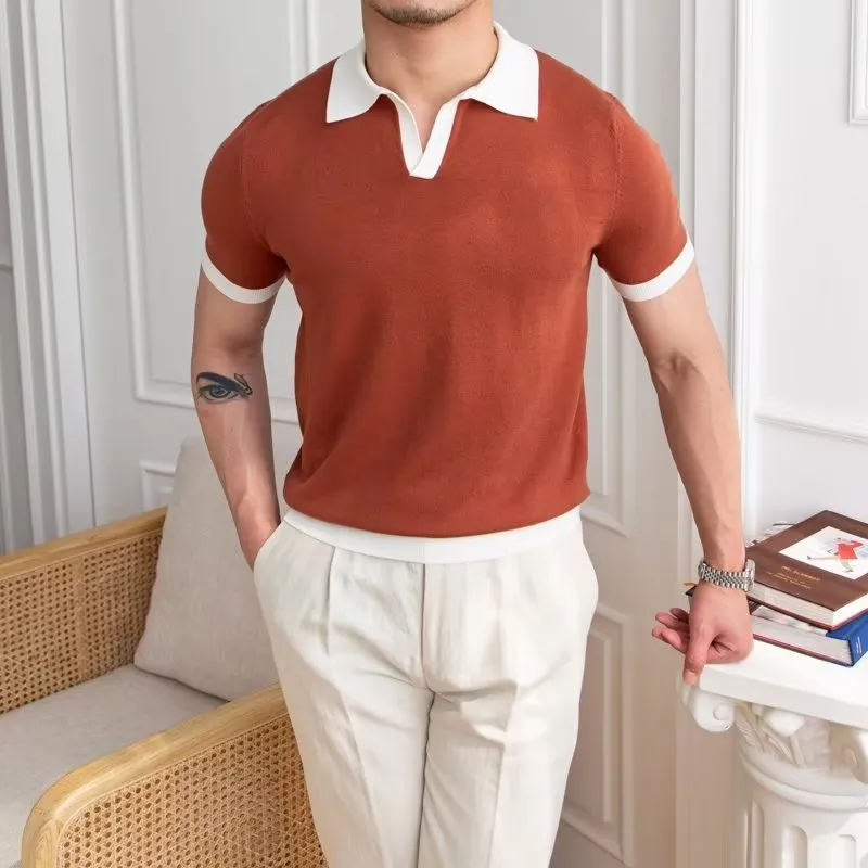 Mens Polo Shirt  Knitted Cotton  Regular Fit  Short Sleeve Classic Collar