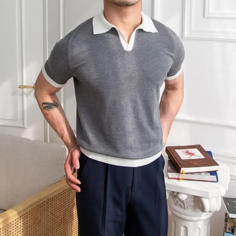 Mens Polo Shirt  Knitted Cotton  Regular Fit  Short Sleeve Classic Collar