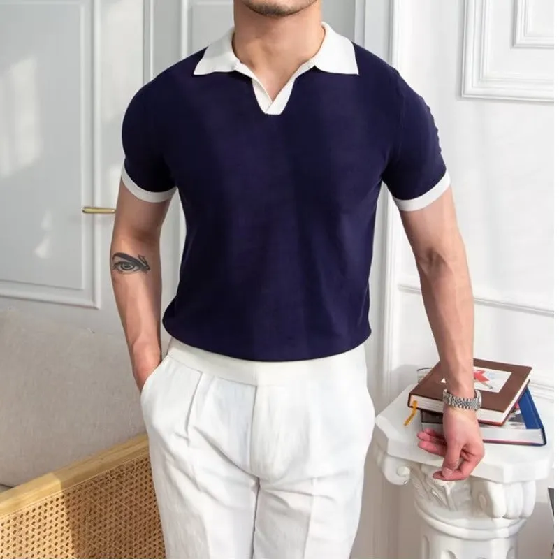 Mens Polo Shirt  Knitted Cotton  Regular Fit  Short Sleeve Classic Collar