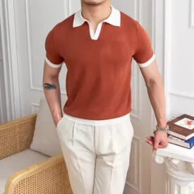 Mens Polo Shirt  Knitted Cotton  Regular Fit  Short Sleeve Classic Collar
