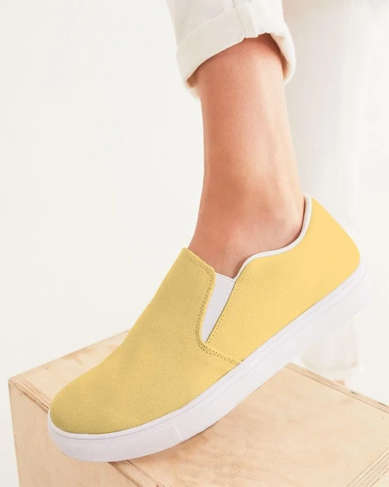 Pastel Orange Yellow Slip-On Canvas Sneakers | Women's | Bright Pastel Orange Yellow | C0M15Y60K0