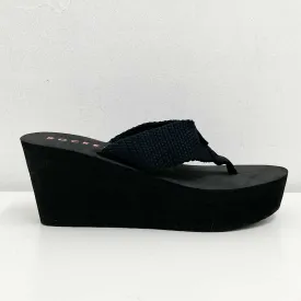 Rocket Dog Black Wedge Platform Flip Flops UK 8