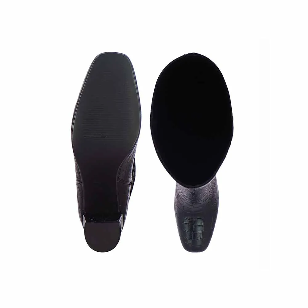 Saint G Corco Textured Black Leather Knee High Boots