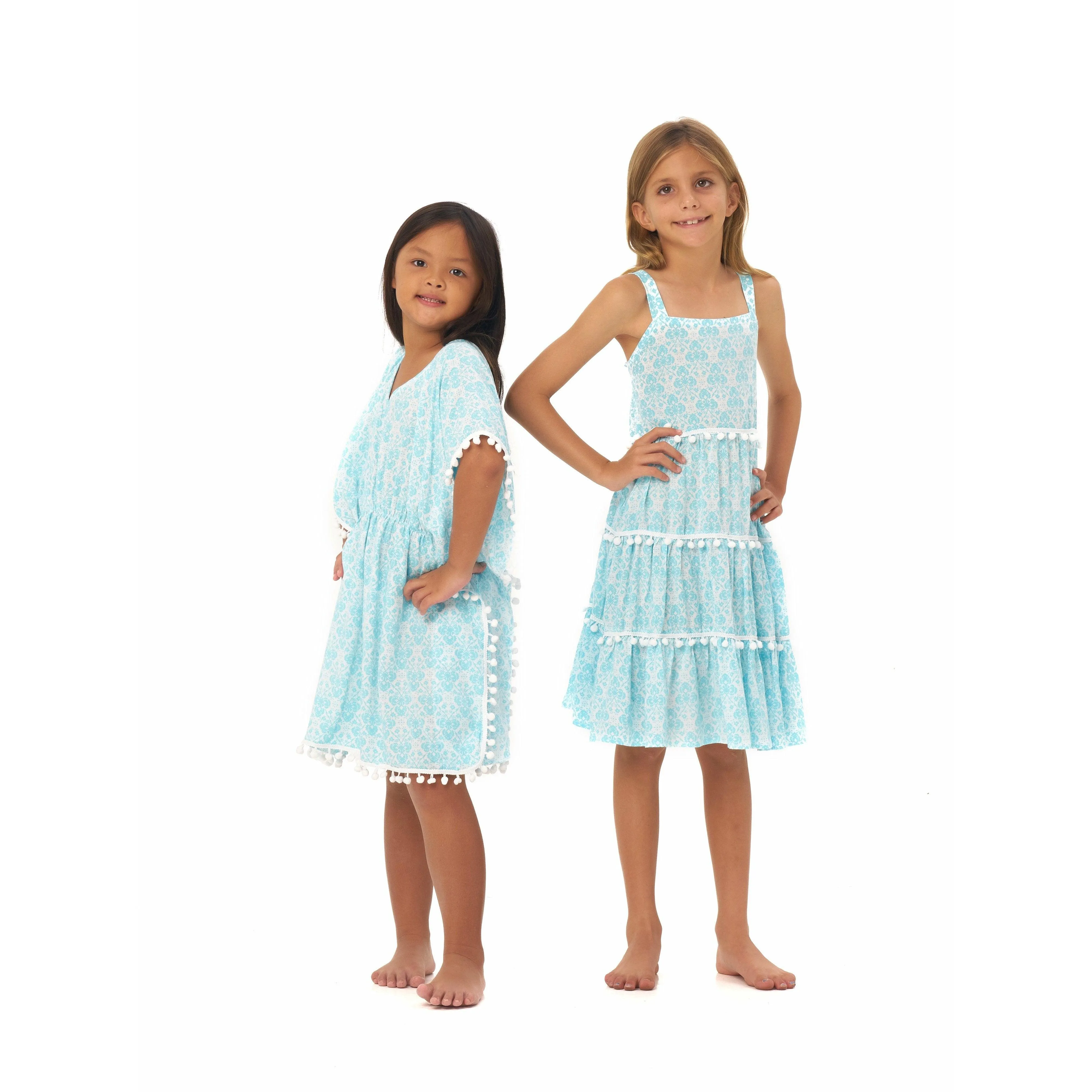 Savike Pom Dress in Aqua Kinza
