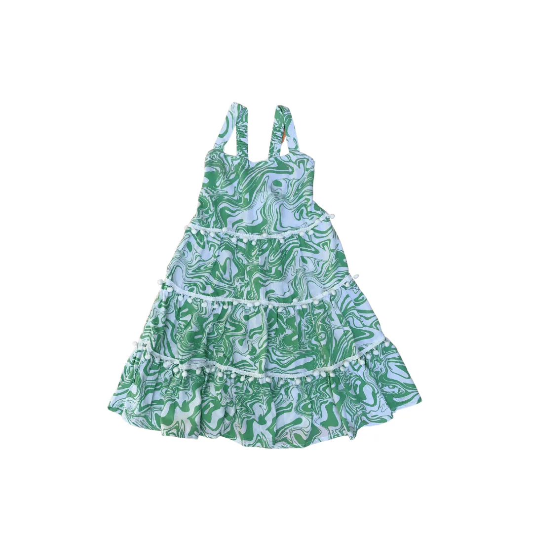 Savike Pom Dress in Green Swirl