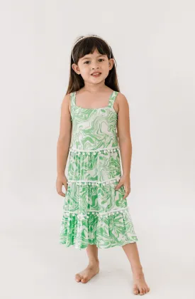 Savike Pom Dress in Green Swirl