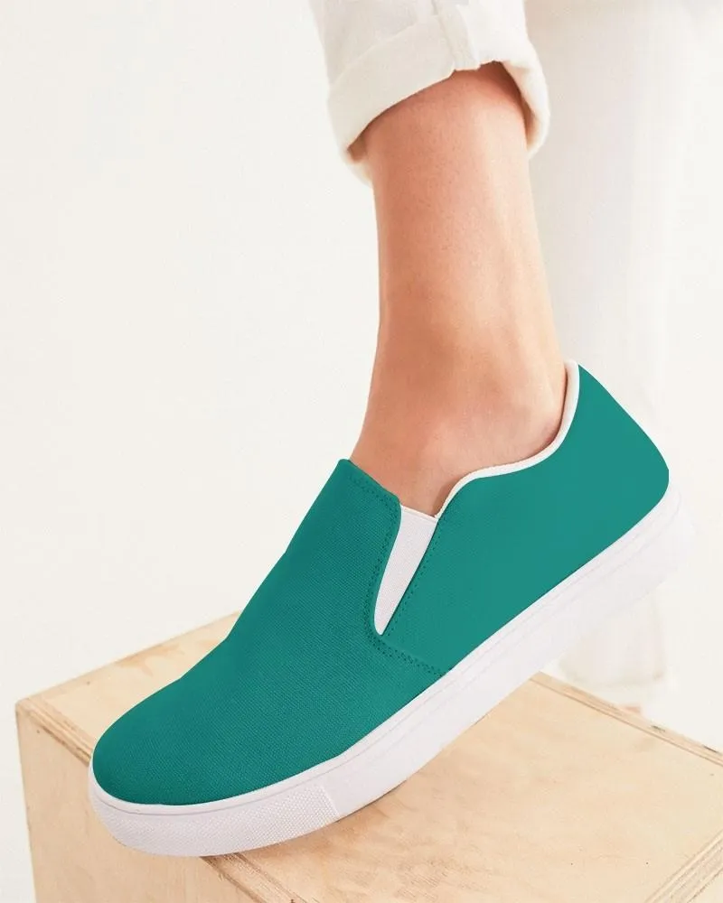 Shaded Blue-Green Slip-On Canvas Sneakers | Women's | C100M0Y50K30
