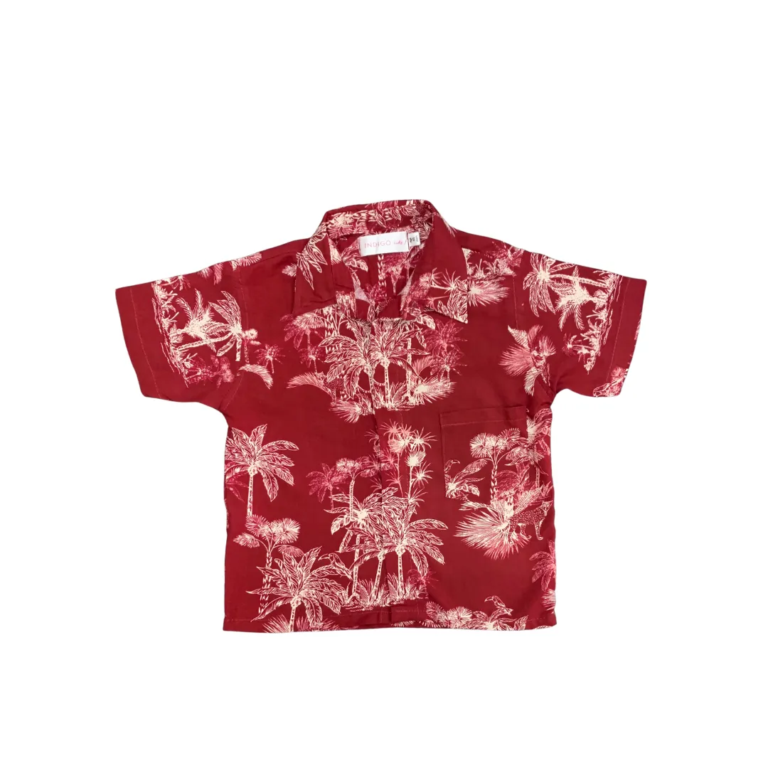 Shawn Shirt in Maroon Palm