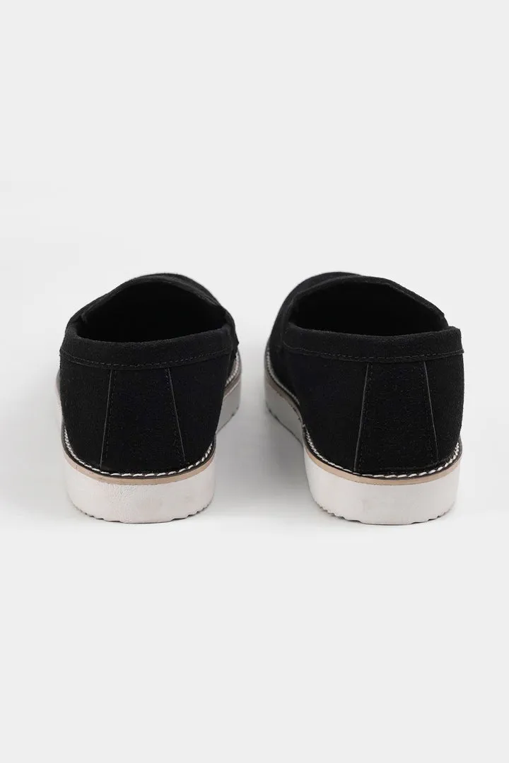 Slip On Suede Loafers - Black