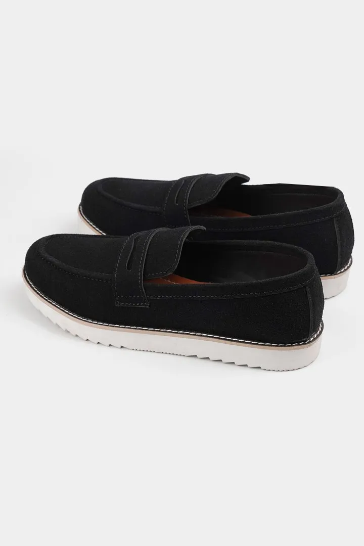 Slip On Suede Loafers - Black
