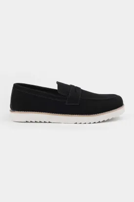 Slip On Suede Loafers - Black