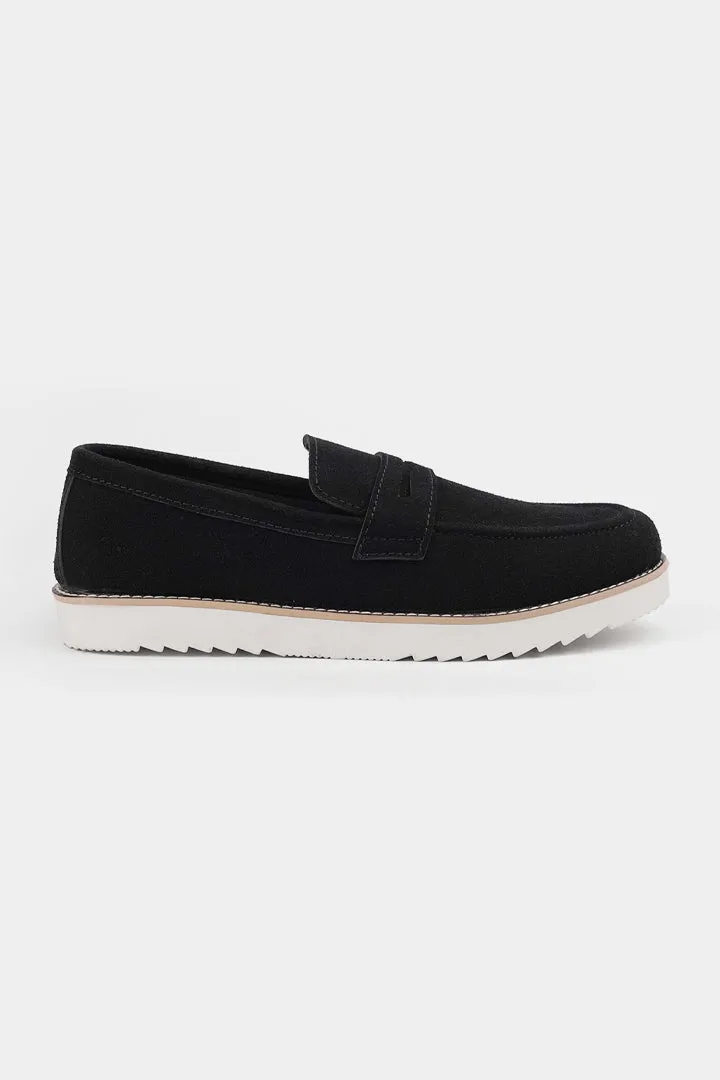Slip On Suede Loafers - Black