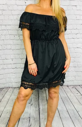 St Tropez bardot black summer dress